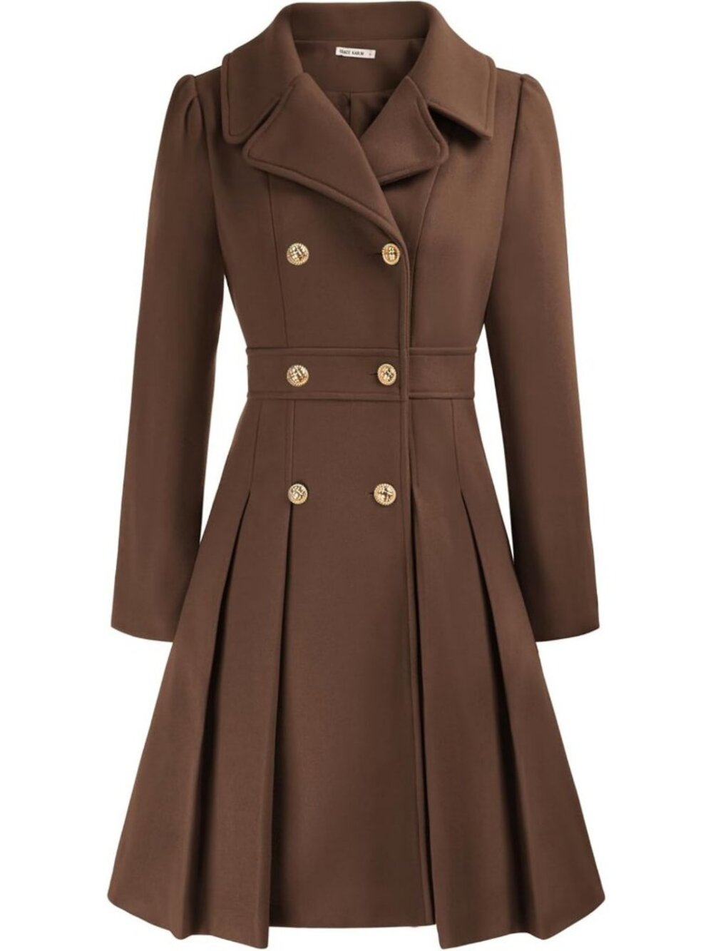 Chic Women's Double Breasted Trench Coat with Pockets, Thick A-Line Pea Coat
